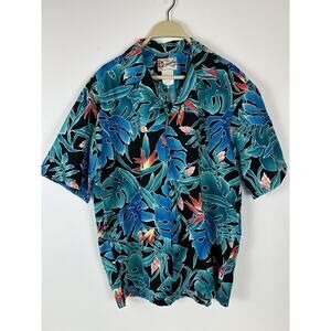 VTG 80s Hilo Hattie Made Hawaii Loud Floral‎ Hawaiian Vibrant CAMP SHIRT Large